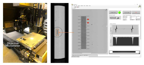 마이크로미터를 통한 라인카메라 속도 및 스케일 측정