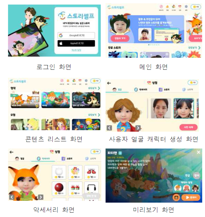 기상용화된 스토리셀프 서비스의 화면