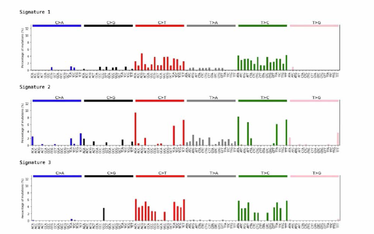 Distribution of mutation type by signature (Sigl~3)