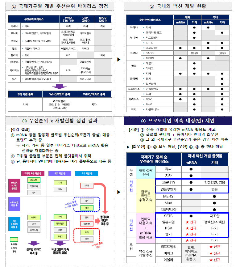 한국형 ‘100일 미션’ 대응용 프로토타입 백신 비축 대상(안) 제언 도출 과정