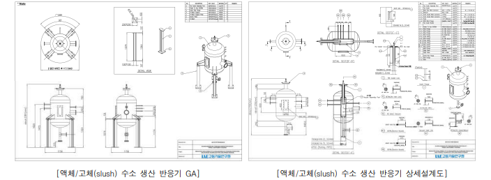 액체/고체(slush) 수소 생산 반응기 GA 및 설계도