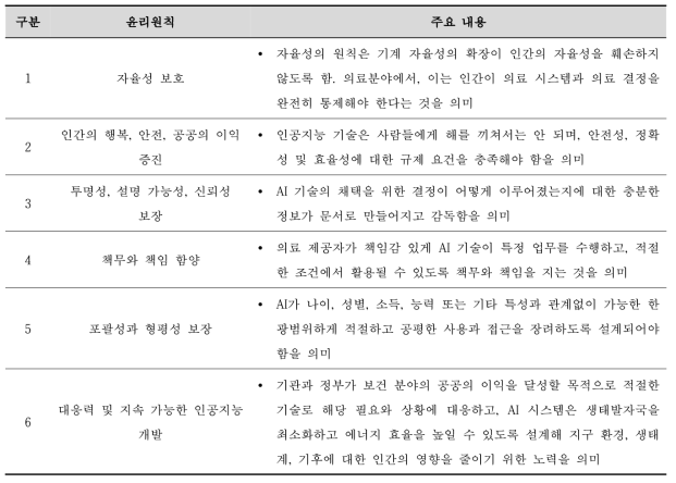 WHO 의료분야 AI 윤리와 거버넌스 지침서 주요 내용