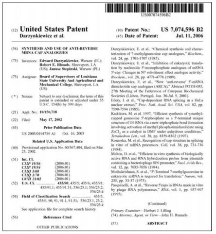 5‘ Capping 기술에 대한 미국 등록 특허