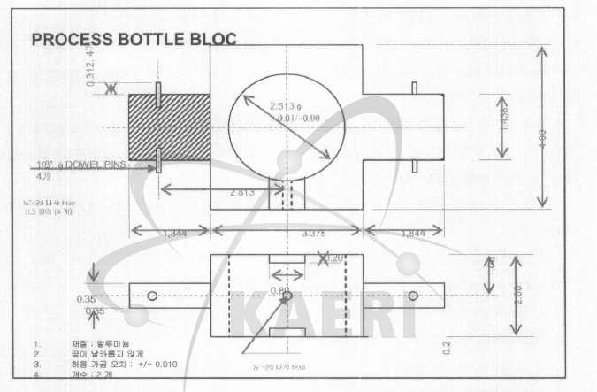 Process bottl e bloc 의 제작 도면
