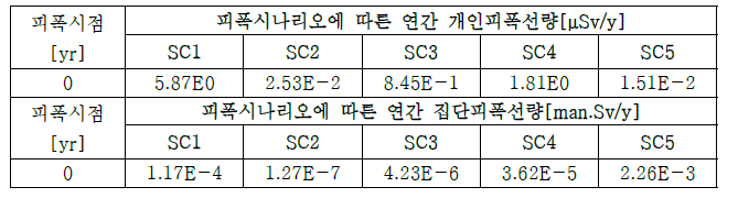 연구로 자체처분대상 폐기물 예상피폭선량 평가 결과