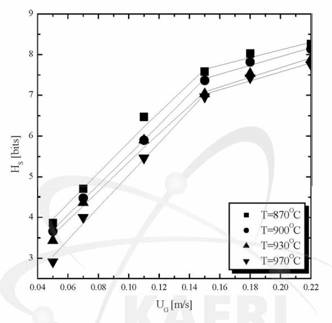 Influence of Temperature and Gas Velocity on Shennon Entropy