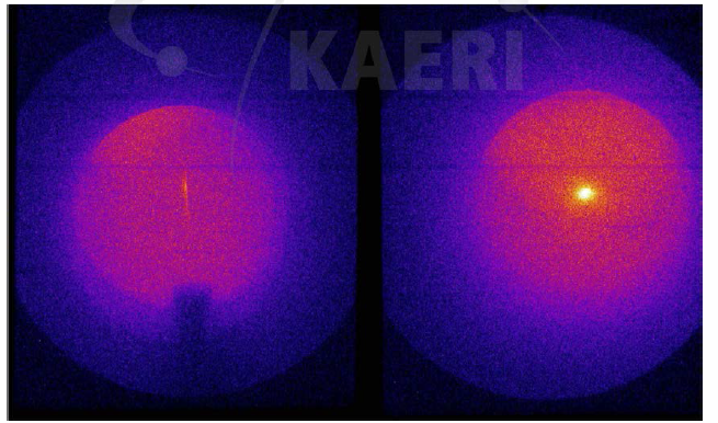 두 개의 X -선 영상 카메라로 찍은 Cu의 X -선 영상 (20110805-shot#49-CuKa)