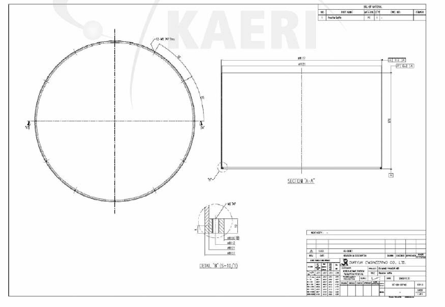 Reactor baffle 주요치수