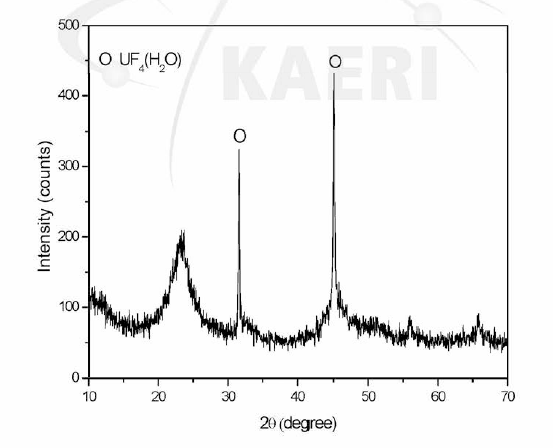 UF4(H20 ) 침전물의 XRD 결과