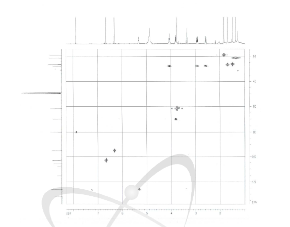 α-Mangostin에서 radiolytic transformation된 compound (1)의 HMQC.