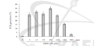 SW620 대장암세포에서 DHS의 intrcellular ROS 생성에 대한 효과