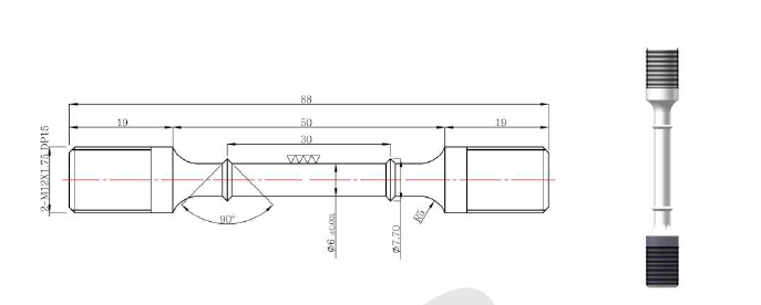 Dimension of cyclic creep test specimen