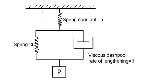 Schematic diagram showing simplified spring-dashpot analogue to anelastic strain