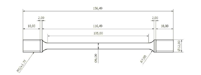 Specimen dimensions for stress relaxation tests