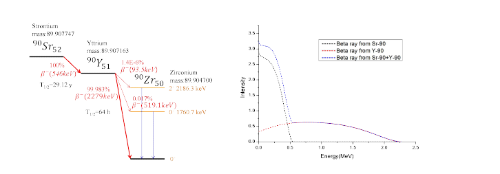 Sr-90 decay scheme 및 베타선 spectrum