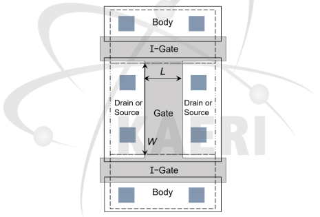 내방사선 I-gate n-MOSFET 구조도