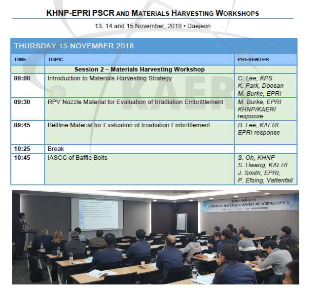 KHNP-EPRI Materials Harvesting Workshop