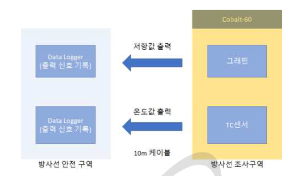 그래핀 및 TC 센서 방사선 조사시험 구성
