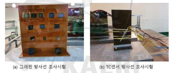 그래핀 및 TC 센서 방사선 조사시험 사진