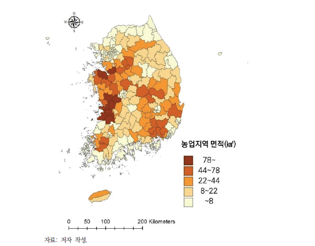 농업가뭄 리스크의 지역별 가중치