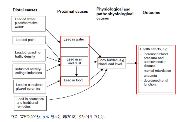 납의 건강영향 발생 경로