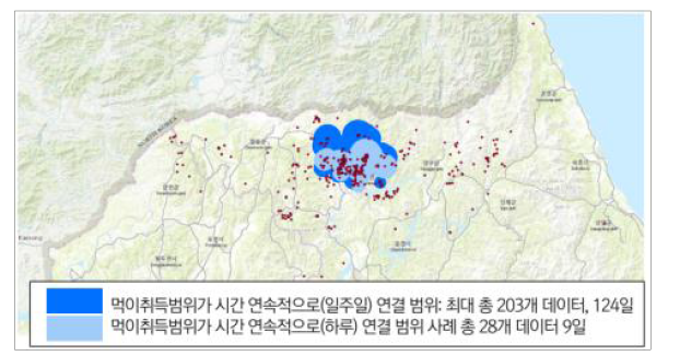 먹이자원과 ASF 양성 멧돼지의 시간정보를 고려한 관계성