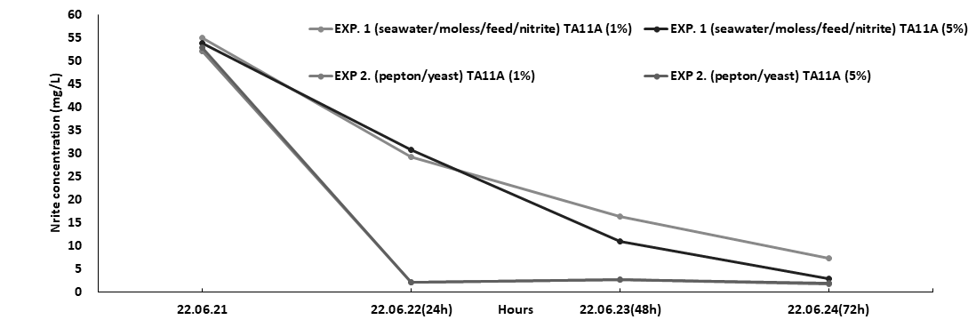 Comparison of nitrite oxidation results between different medium compositions