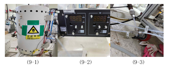 활성화 제작 장치의 활성화 부분과 가스 제어 부분(활성화 시료투입 부분, MFC, N2/CO2 가스투입 조절 부분)