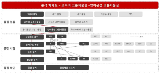 양이온성 고분자물질의 물질확인을 위한 분석 체계도