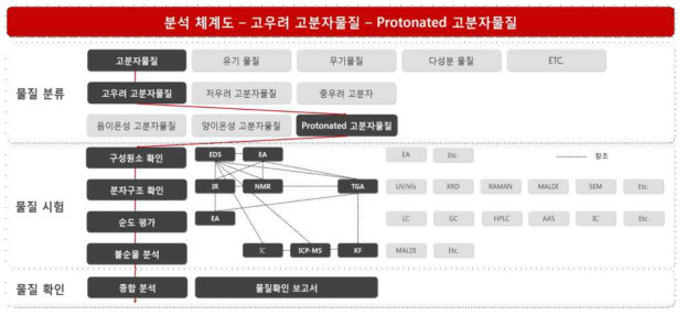 Protonated 고분자물질의 물질확인을 위한 분석 체계도