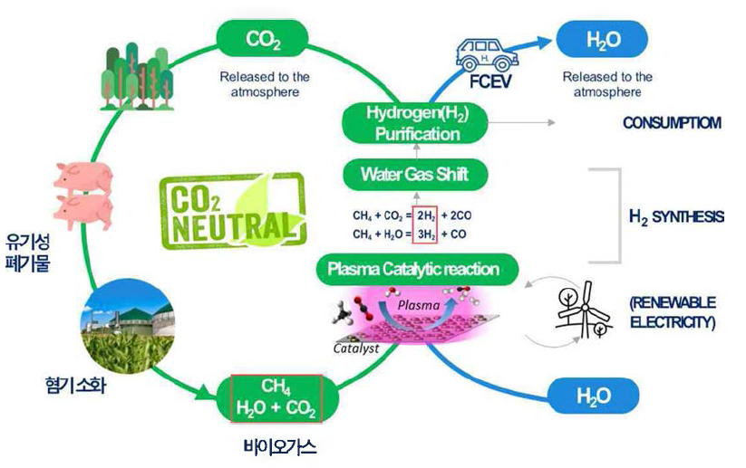 CO₂ 포함 바이오가스 리포밍 그린 수소 생산 기술