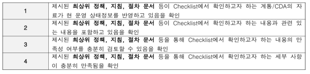 Checklist A 타입에 대한 표준 Acceptance Criteria