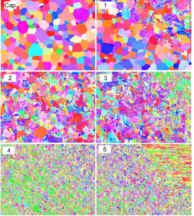EBSD 미세구조 분석결과, IPF map 확대
