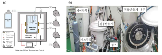 수소장입실험 장치의 (a) 모식도, (b) 사진