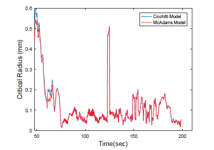 Cicchitti 모델과 McAdams 점성도모델 적용에 따른 임계반경 비교