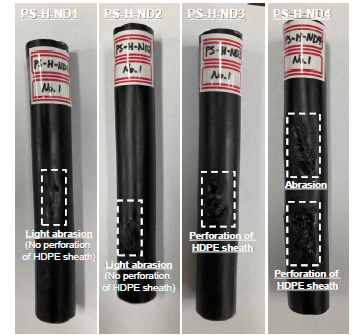 자연적 HDPE 피복 손상 시편(PS-H-ND 계열)