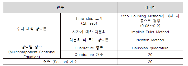 I-COSTA의 수치 해석 조건