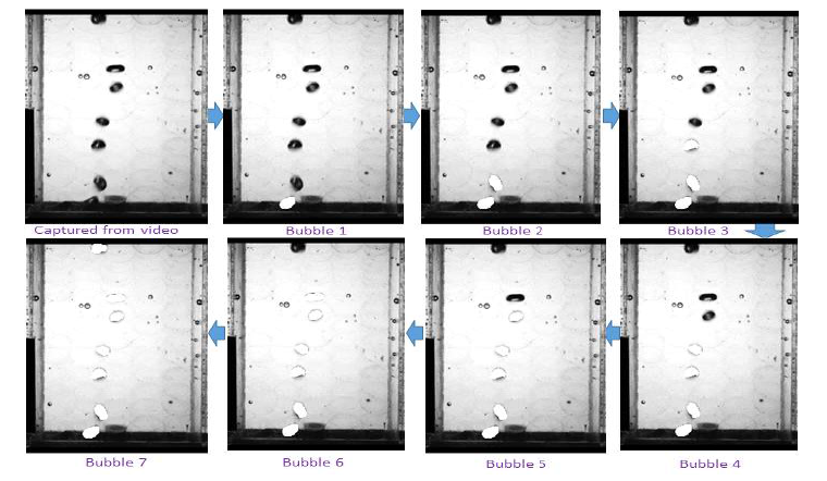 0.27초의 시간 간격에서의 기포 면적 추정