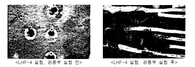 LHF-4 실험 관통부 변형 모습