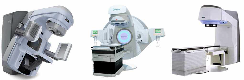 (좌) 베리안 Clinac iX, (중앙) 엘렉타 AgilityTM, (우) 지멘스 Oncor Expression