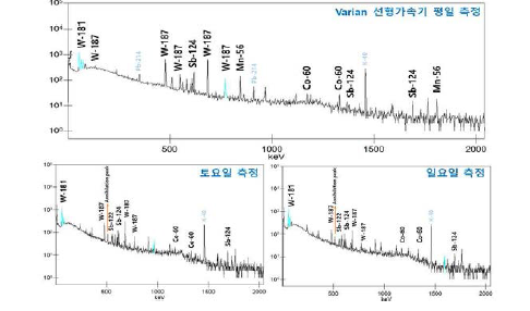 베리안 선형가속기 장비 방사화 측정 스펙트럼