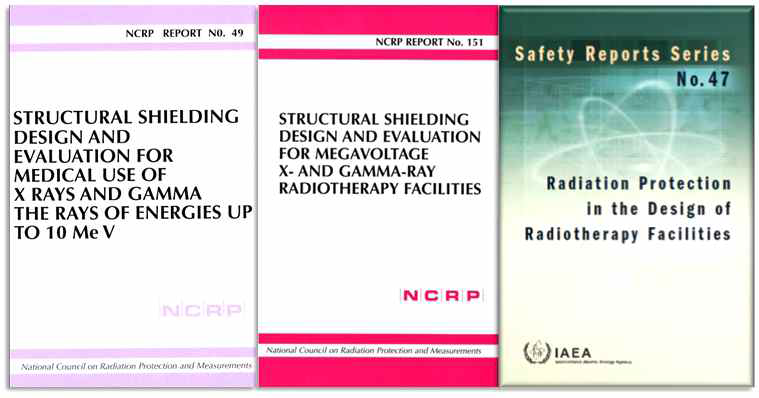 방사선 시용시설 차폐 설계와관련된 가이드라인 인 NCRP-49과 NCRP-151 및 IAEA-47