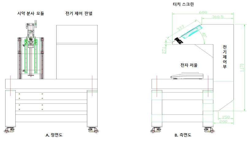 검사 시스템(테스트베드)에 대한 CAD 도면