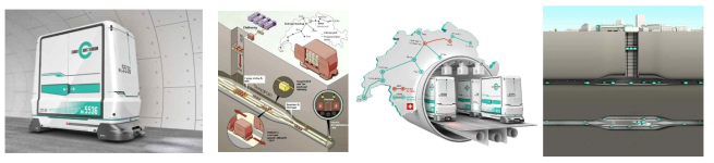 스위스 CST의 무인 자율주행 차량 기반 지하 물류 터널