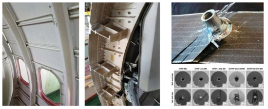 항공기 접합 부 및 CFRP의 Fastener 적용으로 인한 파손 예시