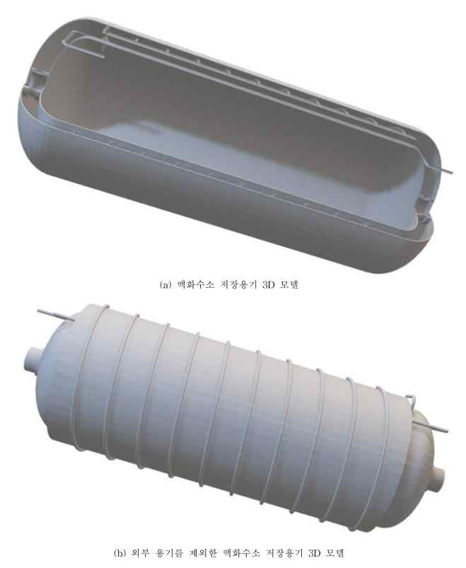 설계 변경을 반영한 액체수소 저장용기 3D 모델