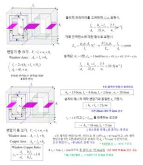 변경된 사양의 고주파변압기 설계