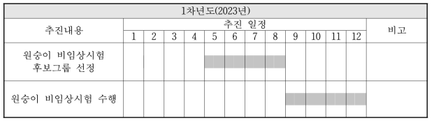 비임상 시험 추진일정