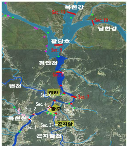 2차년도 퇴적물 미세플라스틱 시료의 채취 지점