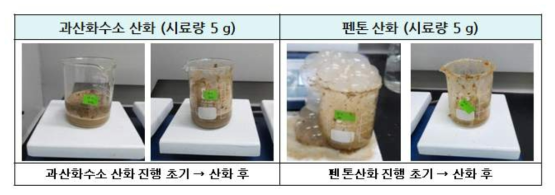 산화방법에 따른 진행 초기 및 산화 후 모습